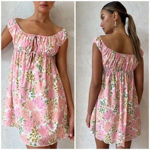 Hansen & Gretel Mika Mini Dress Watercolor Floral Pink Size Small